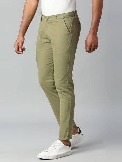 Men's Light Olive Tapered Fit Cotton Chinos