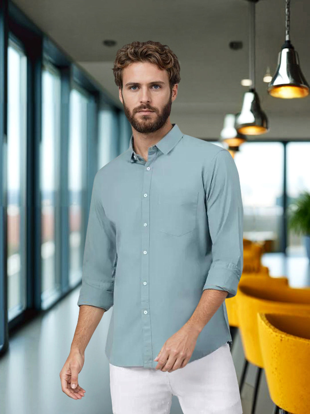 Men's Solid Slim Fit Casual Shirt