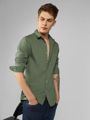 Men's Solid Dusty Green Casual Shirt
