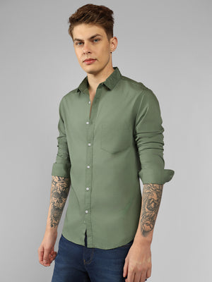 Men's Solid Dusty Green Casual Shirt