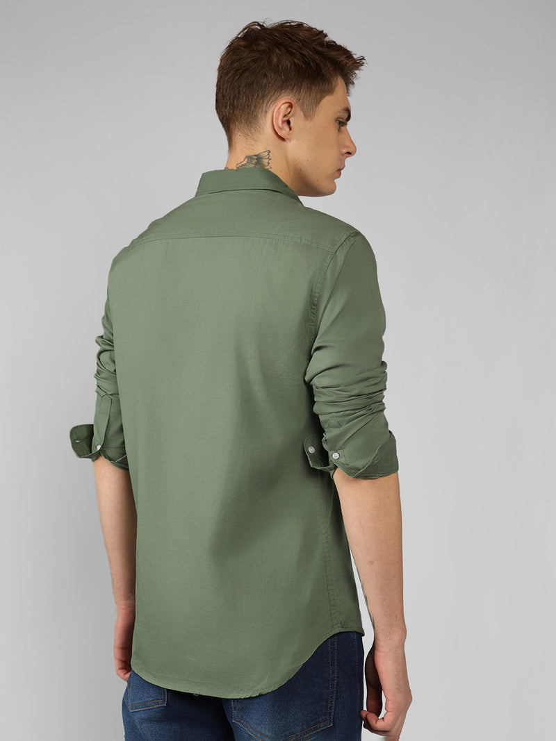 Men's Solid Dusty Green Casual Shirt