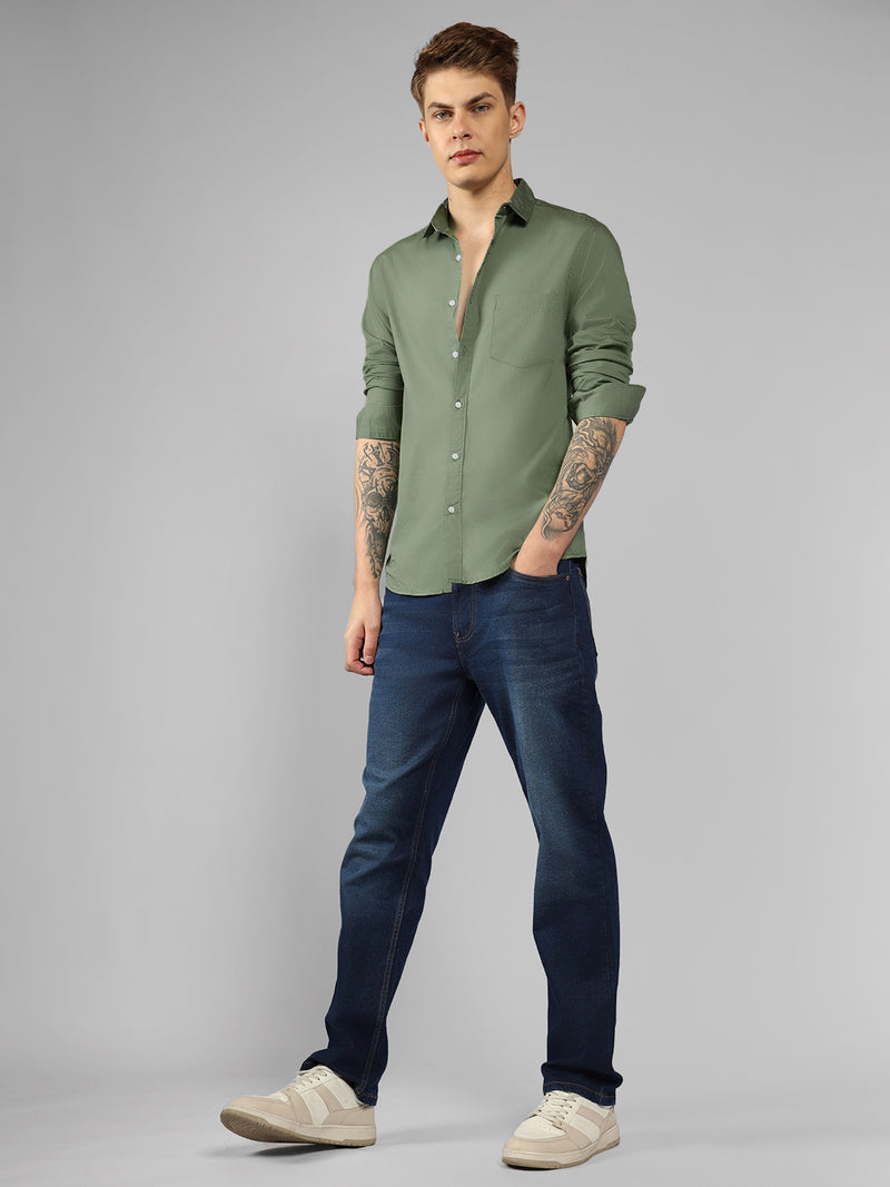 Men's Solid Dusty Green Casual Shirt