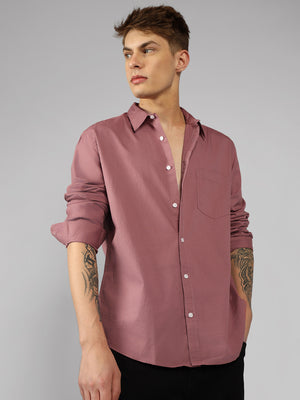 Men's Solid Dusty Pink Casual Shirt