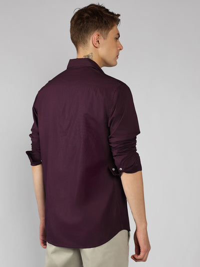 Men's Cotton Purple Solid Casual Shirt