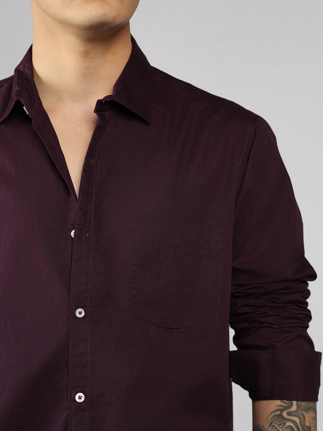 Men's Cotton Purple Solid Casual Shirt