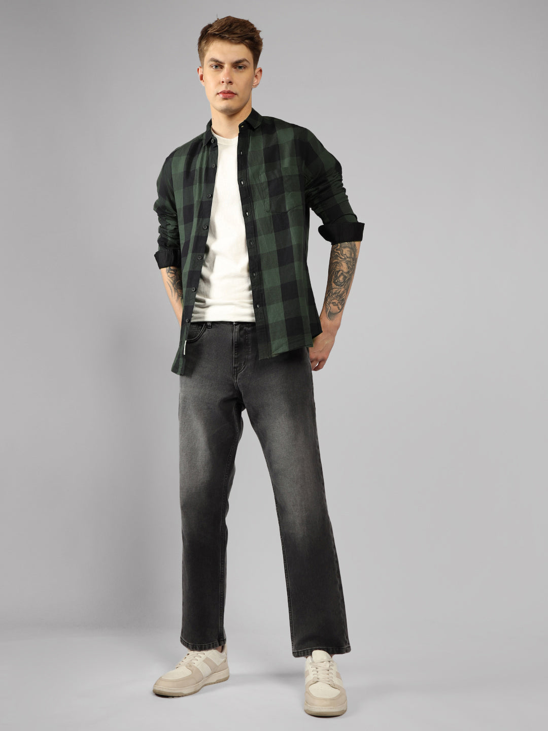 Men's Cotton Buffalo Check Slim Fit Full Sleeve Casual Shirt – DENNIS LINGO