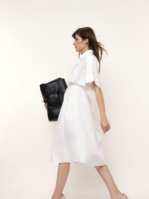 Adjustable Self Belt Shirt Dress