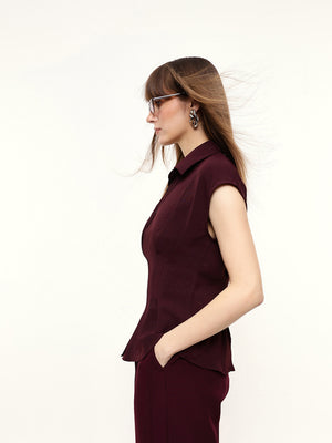 Sleeveless Cinched Waist Shirt