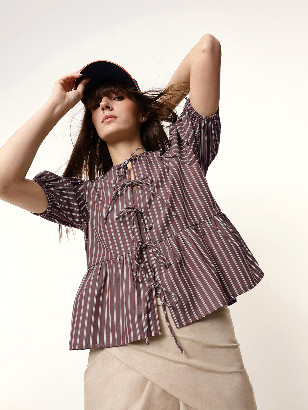 Tie-Up Puff Sleeve Top