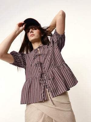 Tie-Up Puff Sleeve Top