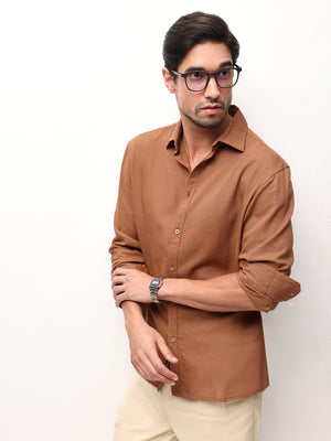 Men Viscose Linen Solid Relaxed fit Spread collar Shirts