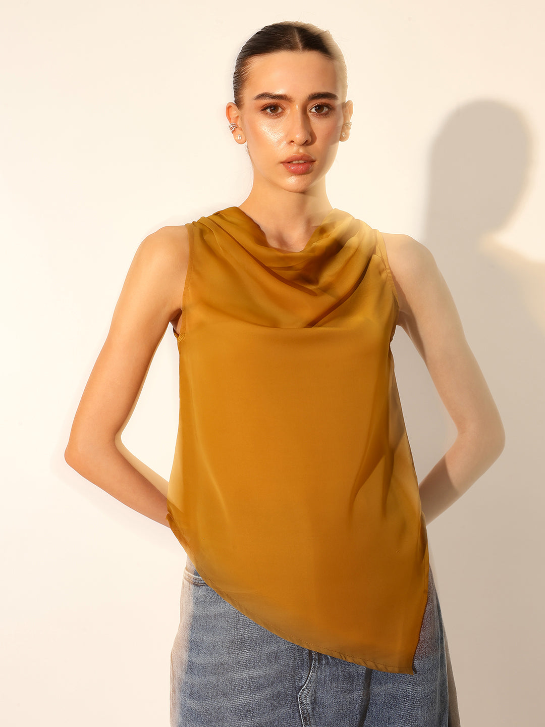 Asymmetric Cowl Neck Top