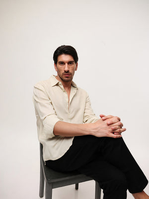 Men Cotton Linen Relaxed Fit Shirt