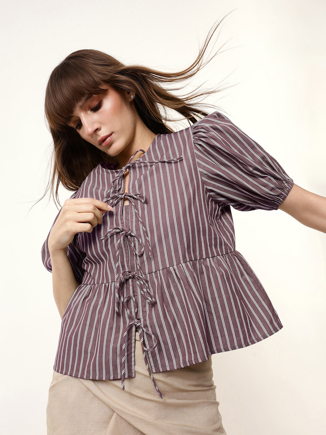 Tie-Up Puff Sleeve Top