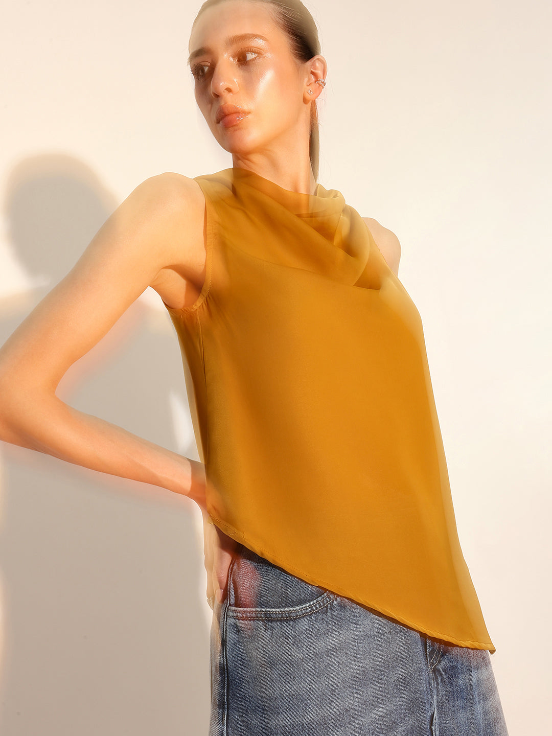 Asymmetric Cowl Neck Top