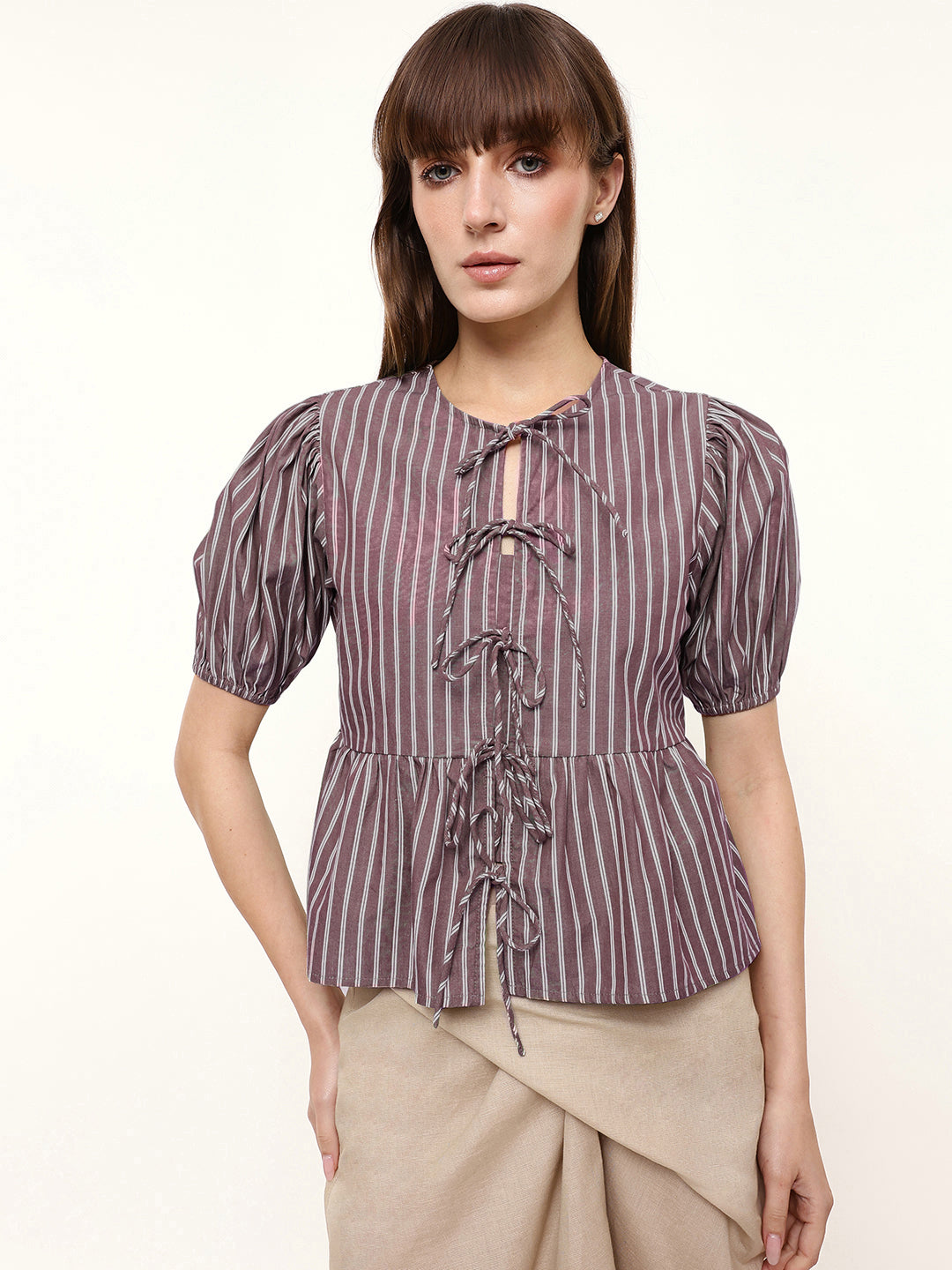 Tie-Up Puff Sleeve Top