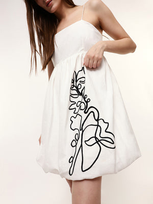 Embroidered Balloon Slip Dress