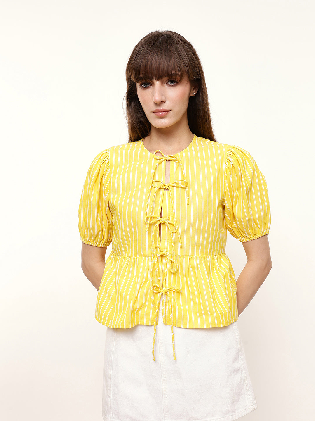 Tie-Up Puff Sleeve Top