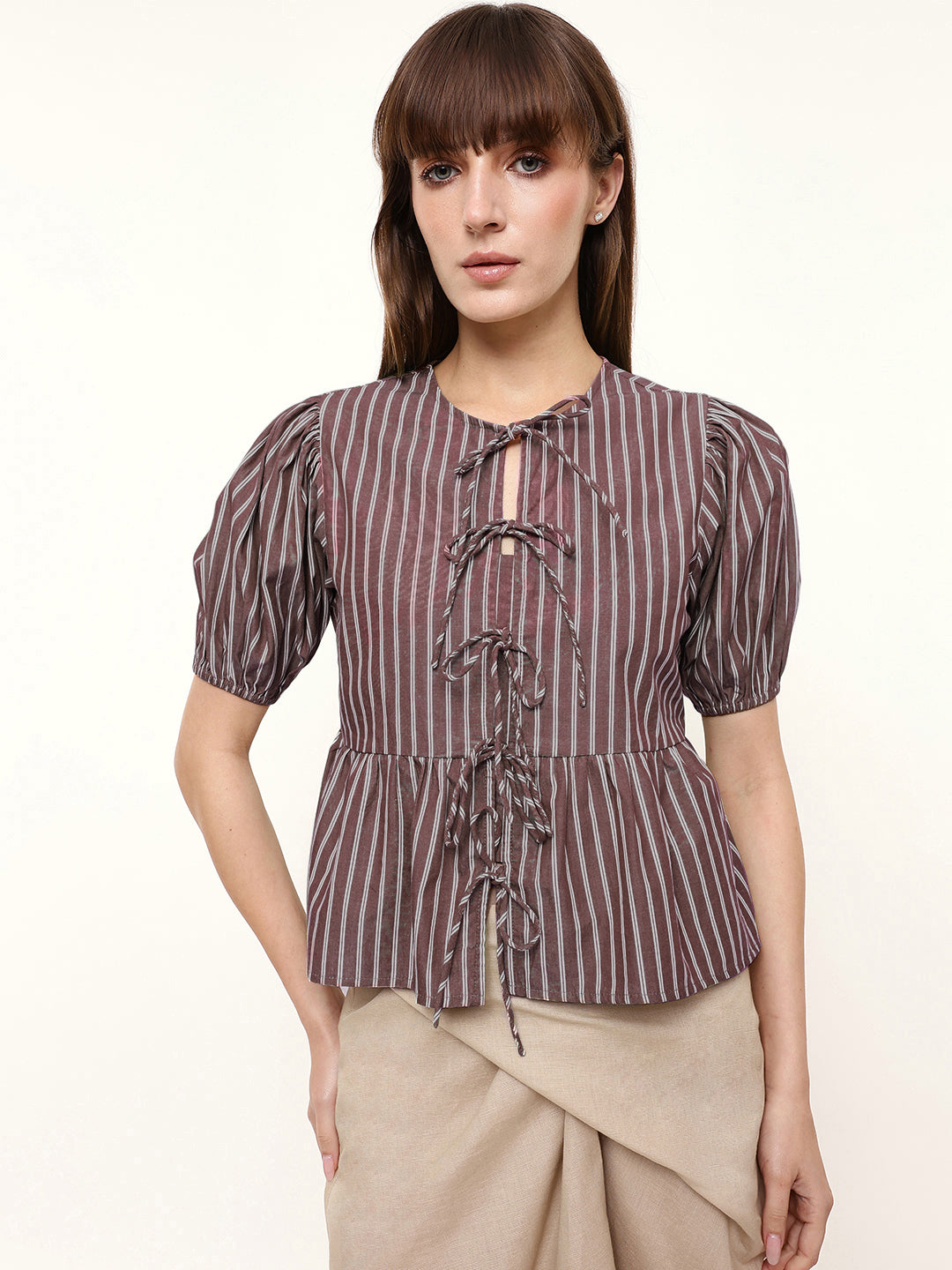 Tie-Up Puff Sleeve Top