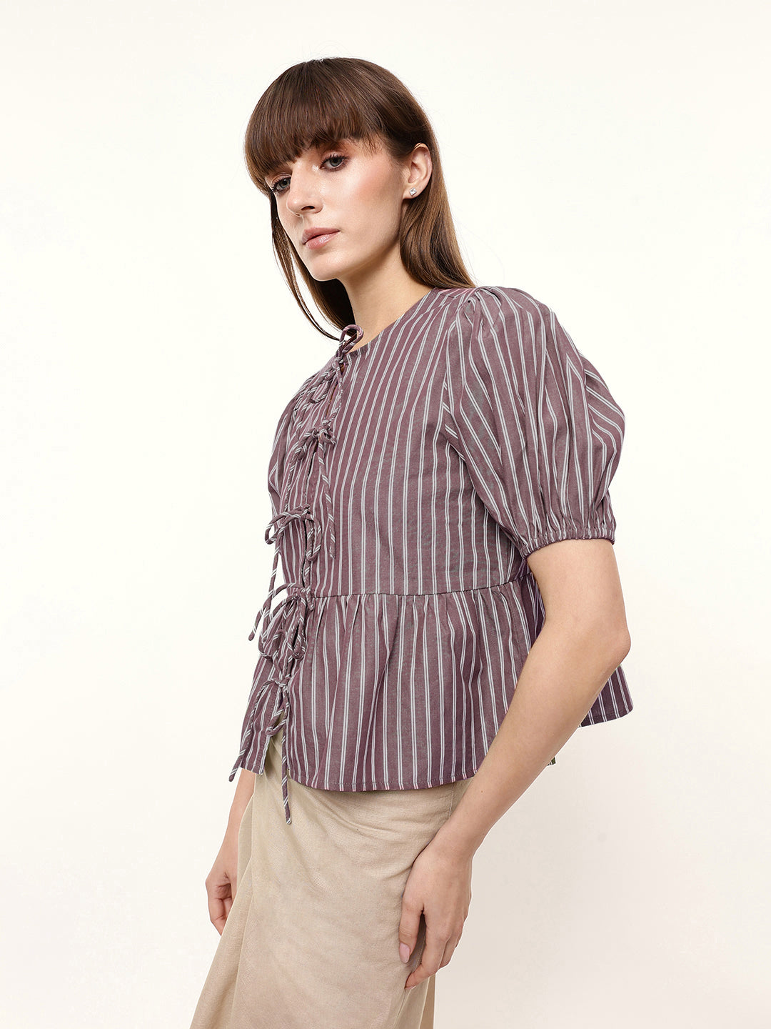 Tie-Up Puff Sleeve Top