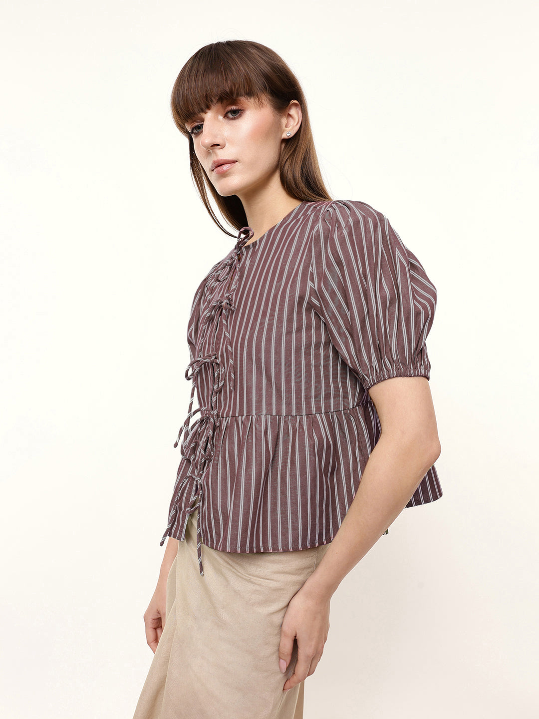 Tie-Up Puff Sleeve Top