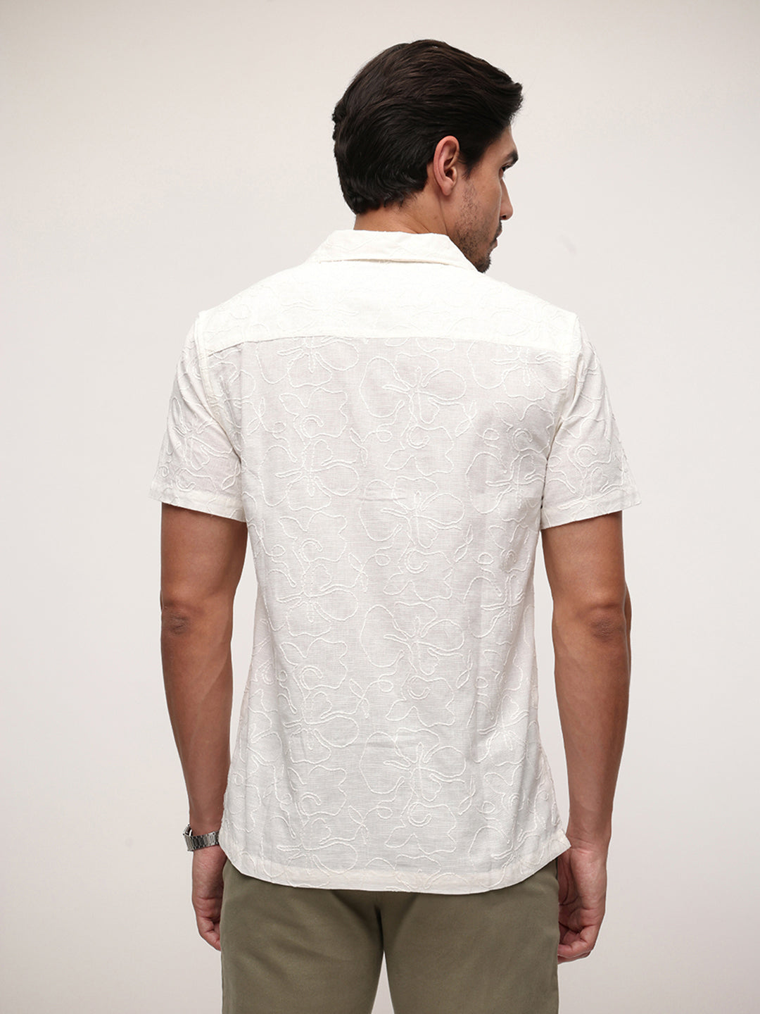 Men Cotton Embriodered Relaxed fit Cuban collar Shirts