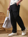 Men's Solid Straight Fit Parachute Cargo Joggers