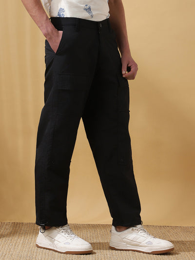 Men's Solid Straight Fit Parachute Cargo Joggers