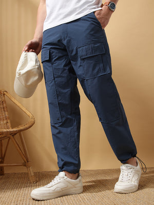 Men's Solid Straight Fit Parachute Cargo Joggers