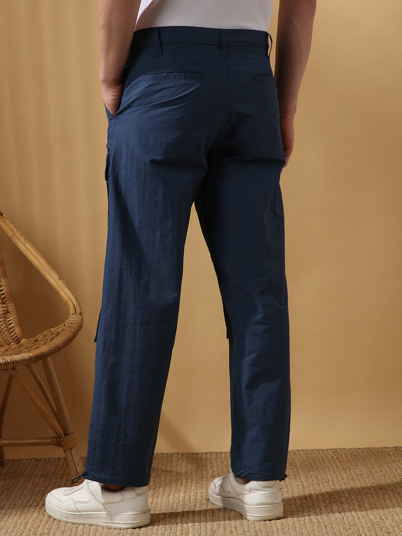 Men's Solid Straight Fit Parachute Cargo Joggers