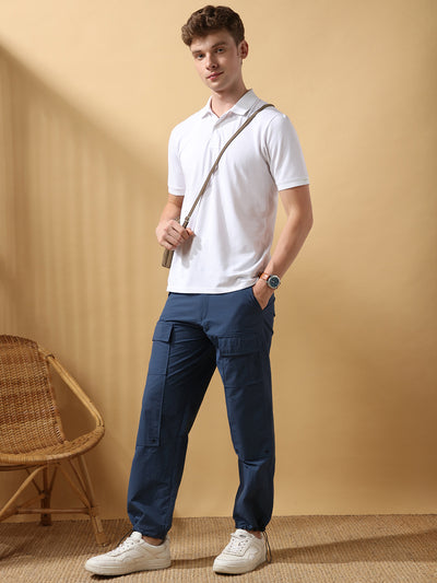 Men's Solid Straight Fit Parachute Cargo Joggers