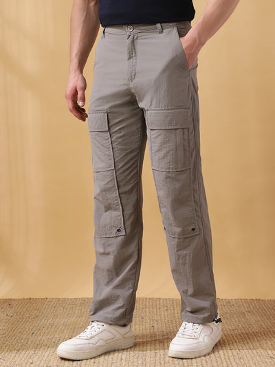 Men's Solid Straight Fit Parachute Cargo Joggers