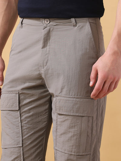 Men's Solid Straight Fit Parachute Cargo Joggers