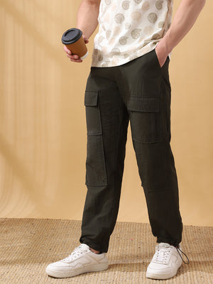 Men's Solid Straight Fit Parachute Cargo Joggers