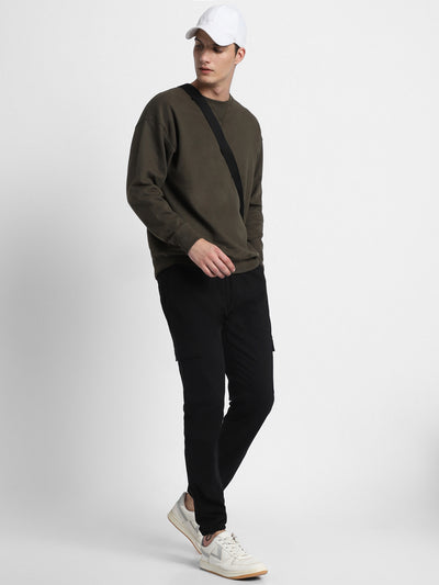 Mens's Black Solid Cargo Jogger