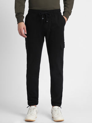 Mens's Black Solid Cargo Jogger