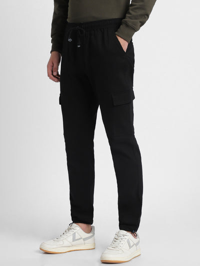Mens's Black Solid Cargo Jogger