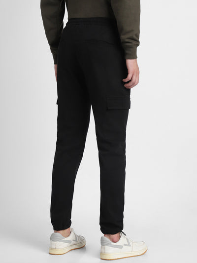 Mens's Black Solid Cargo Jogger