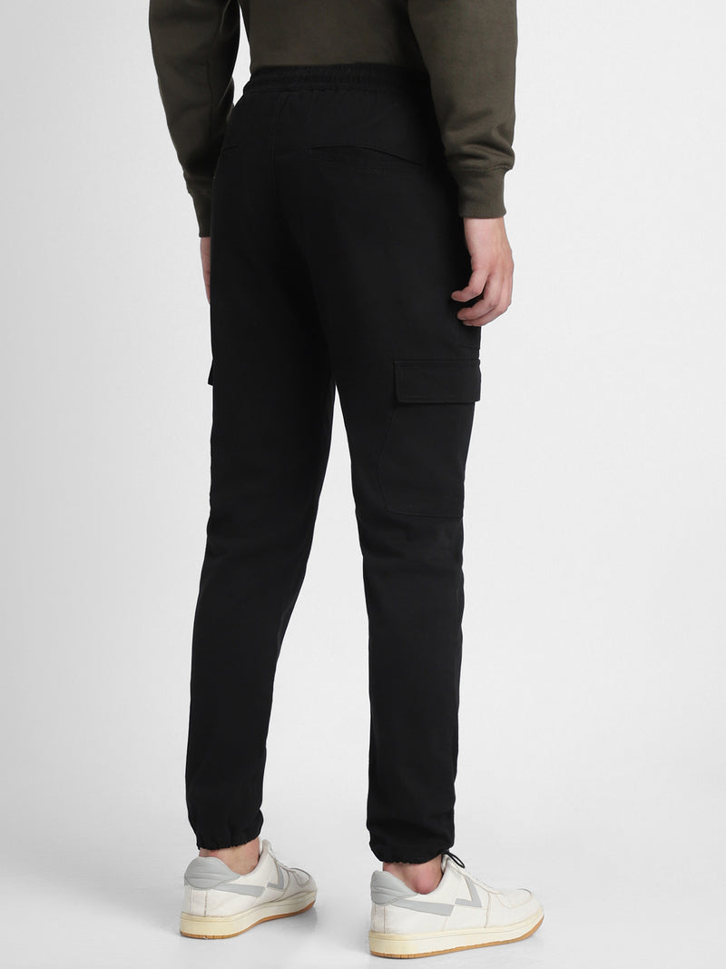 Mens's Black Solid Cargo Jogger
