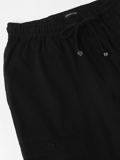 Mens's Black Solid Cargo Jogger