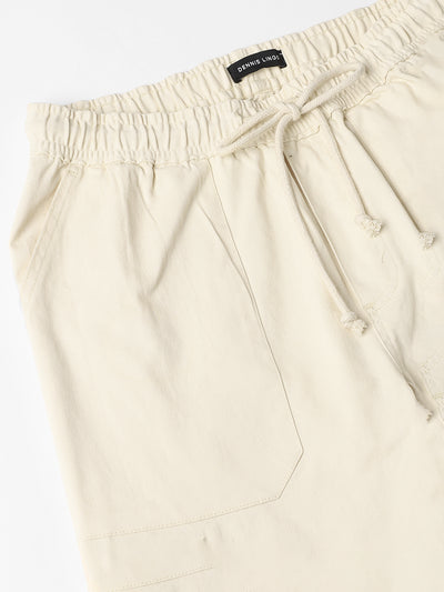 Mens's Cream Solid Cargo Jogger