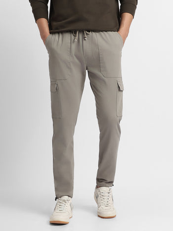 Mens's Mousse Grey Solid Cargo Jogger