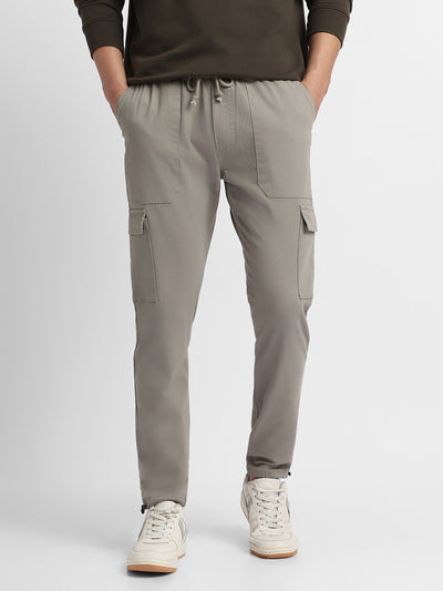 Mens's Mousse Grey Solid Cargo Jogger