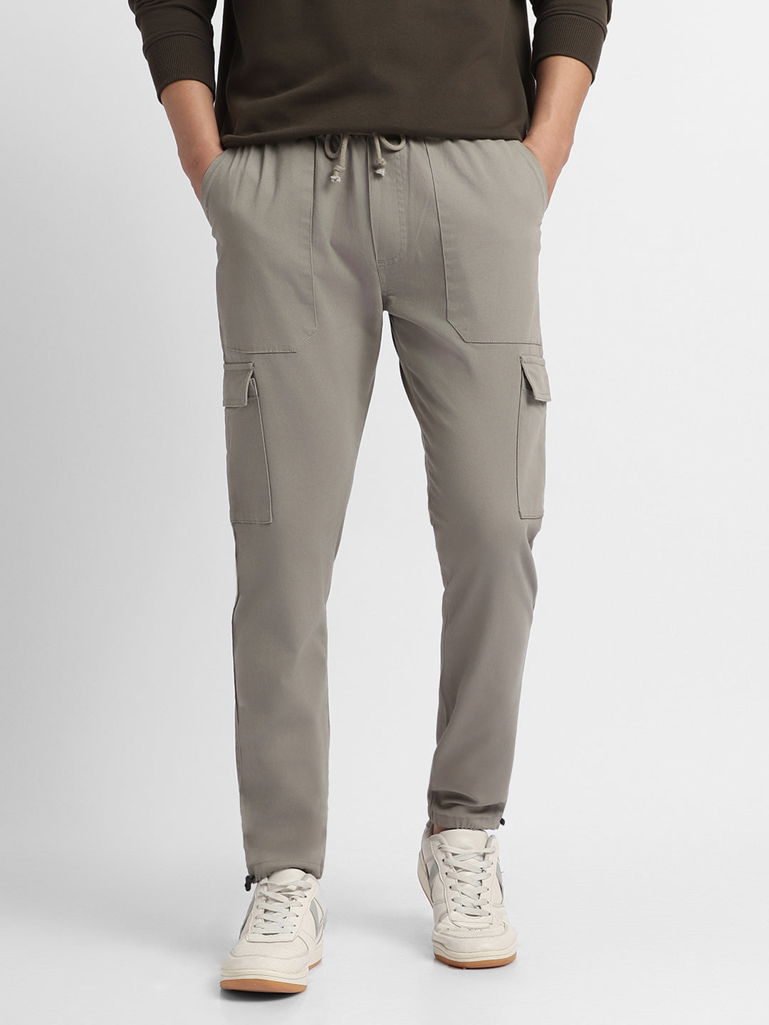 Mens's Mousse Grey Solid Cargo Jogger