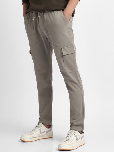 Mens's Mousse Grey Solid Cargo Jogger