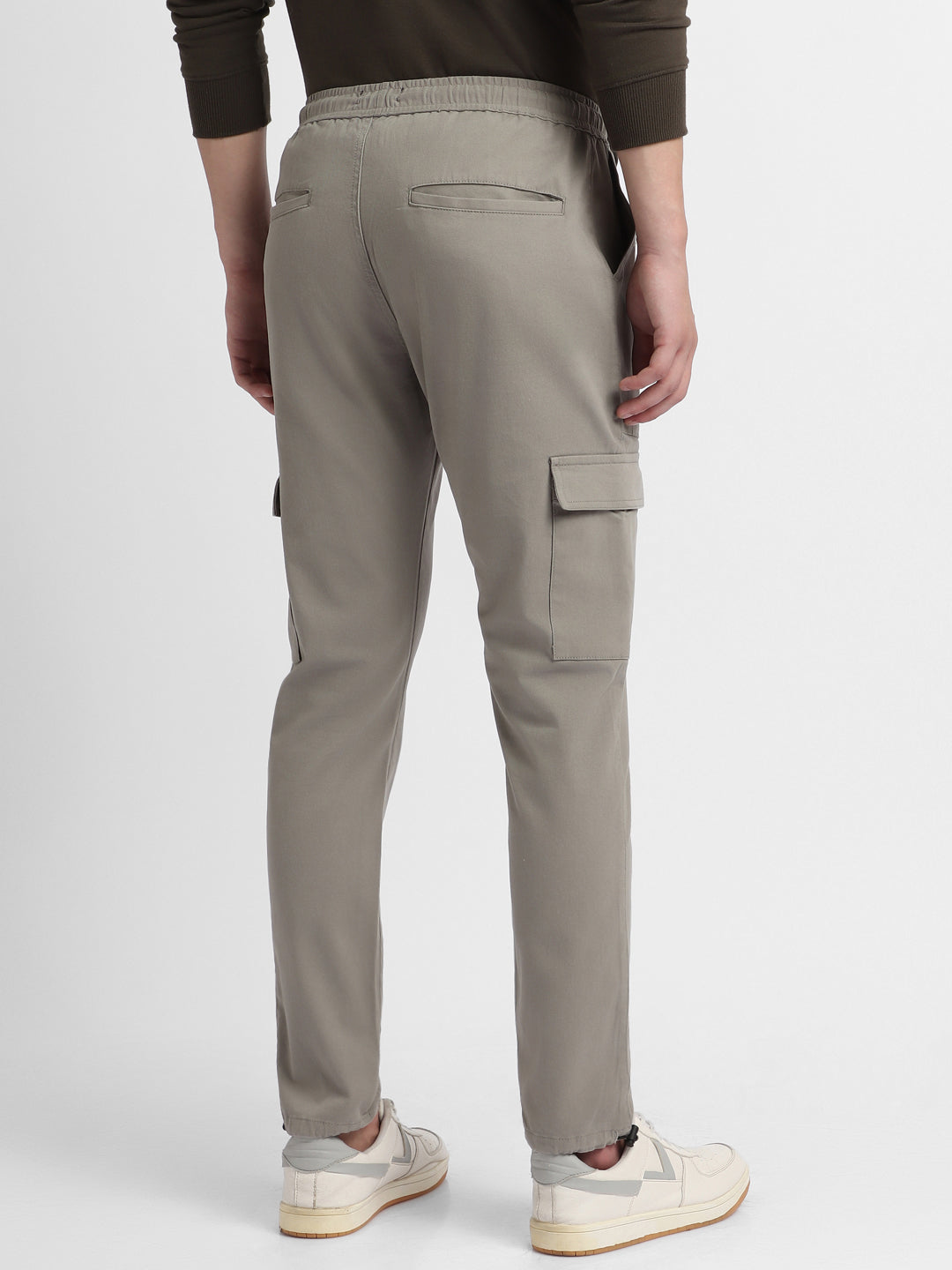 Mens's Mousse Grey Solid Cargo Jogger