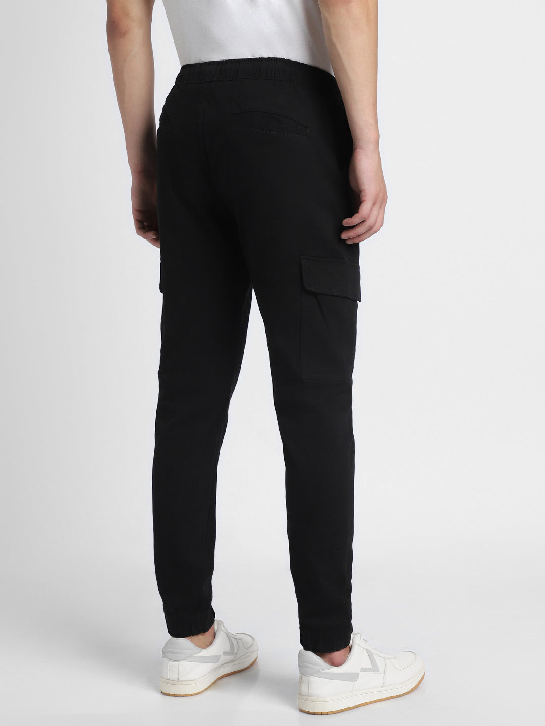 Mens's Black Solid Cargo Jogger