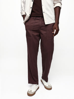 Men's Solid Cotton Relaxed Fit Cargo Trousers