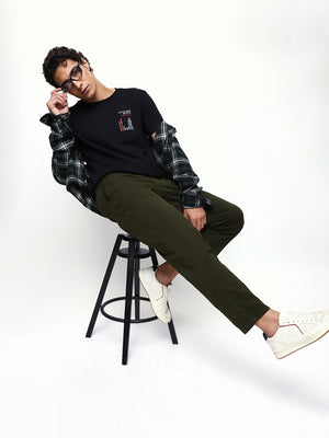 Men's Solid Cotton Relaxed Fit Cargo Trousers