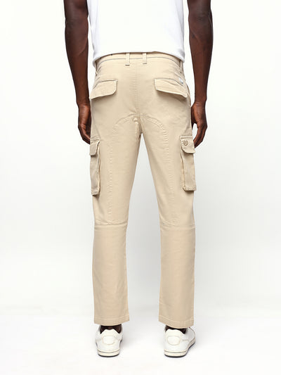 Men's Solid Cotton Relaxed Fit Cargo Trousers